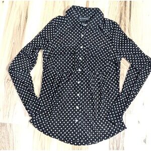 INC International Concepts Polka Dot Sheer Sleeve Top Size Small